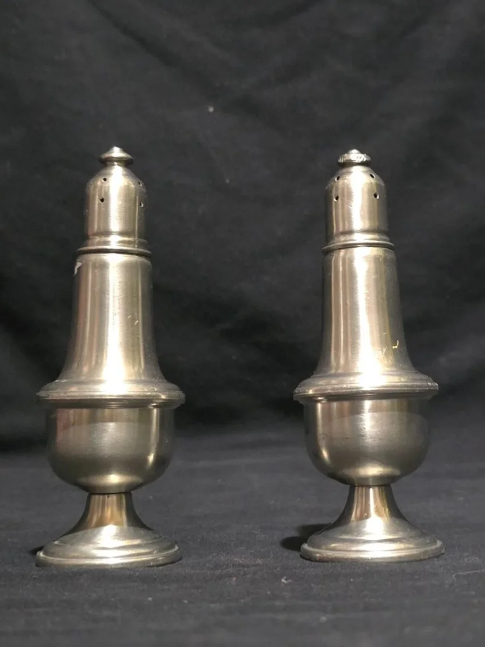 Vtg Empire Pewter Weighted Salt and Pepper Shaker Set #742